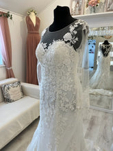 Load image into Gallery viewer, Natalia -  Ivory Fishtail Bridal Gown  with illusion sleeves  Size 14