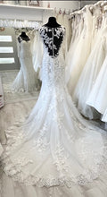 Load image into Gallery viewer, Natalia -  Ivory Fishtail Bridal Gown  with illusion sleeves  Size 14