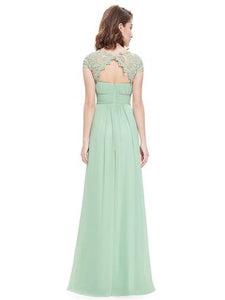 Chiffon Bridesmaid Dress with cap sleeve - Mint Green