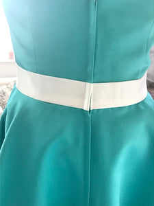 Shop Sample - Turquoise Tea length Bridesmaid Dress by Linzi Jay Size 14 - EN131